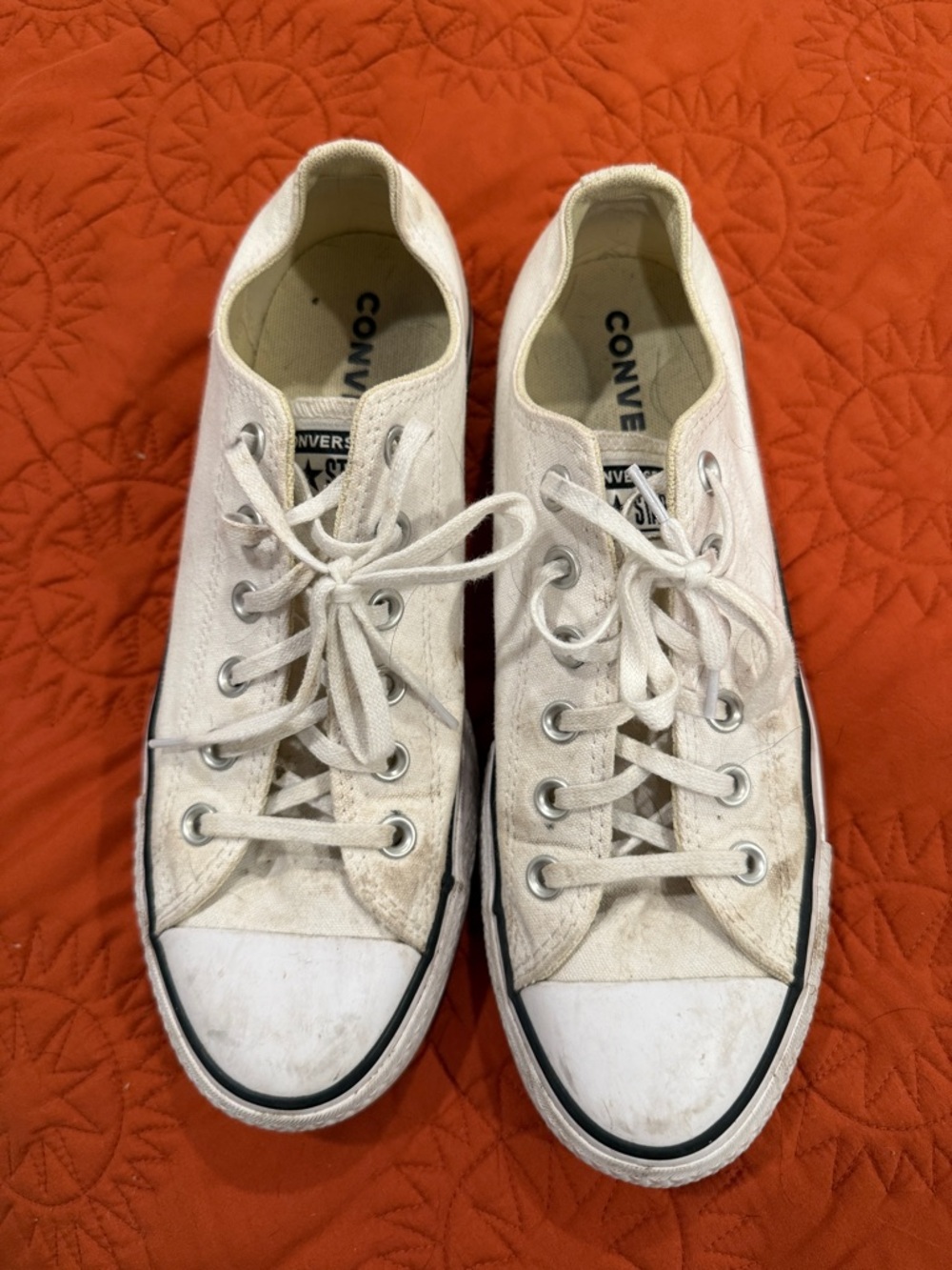 Converse White Low-Top Canvas Sneakers with Black Trim